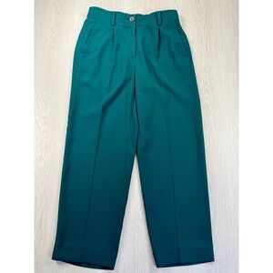 Teal Wide Leg Trousers High Rise Office Chic Quiet Luxury Career Wear